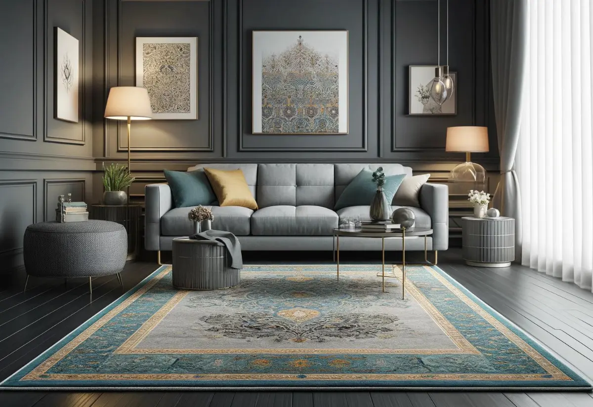 what color rug for grey sofa
